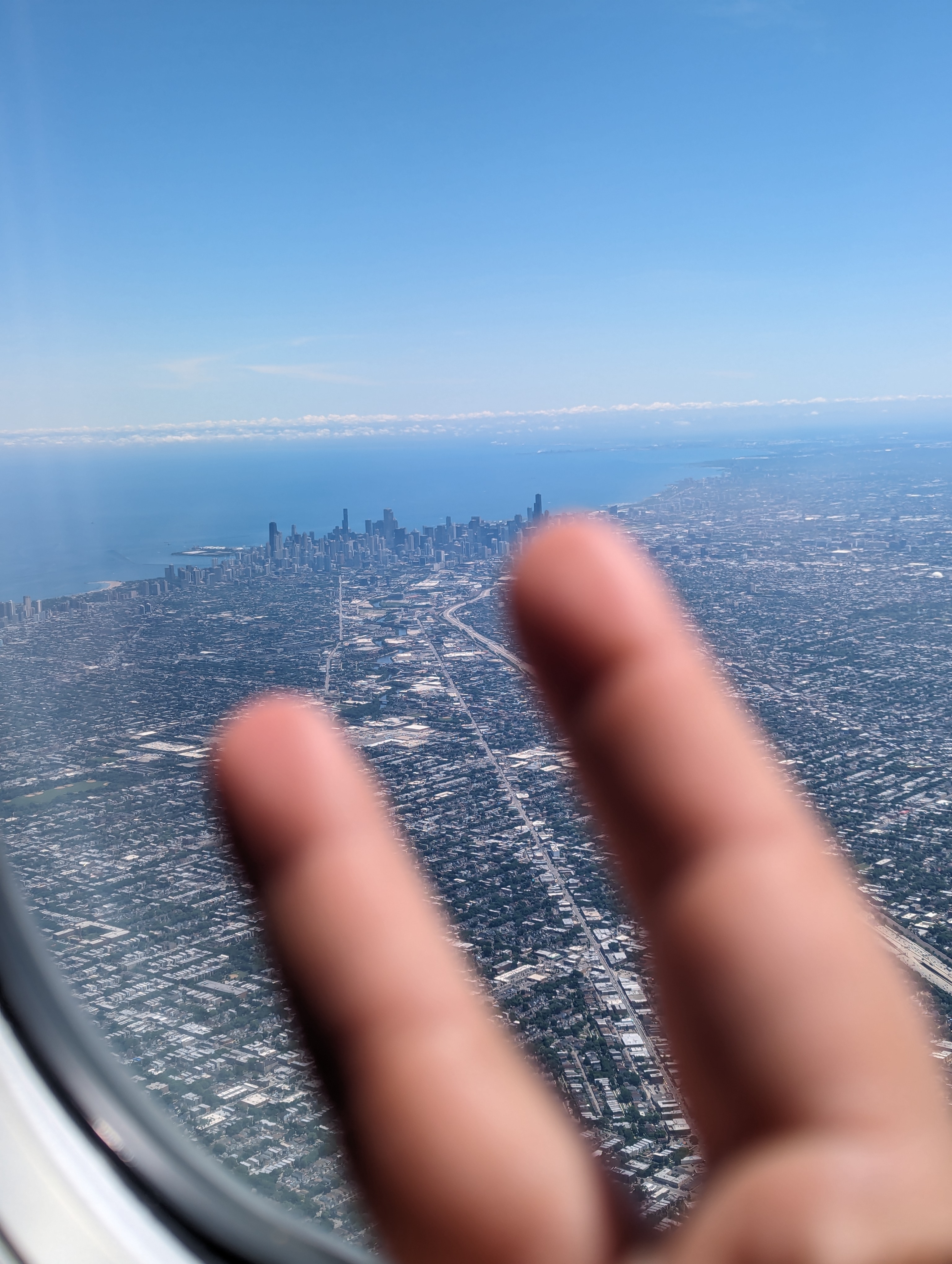 A picture on one of our travel trips on an airplane
